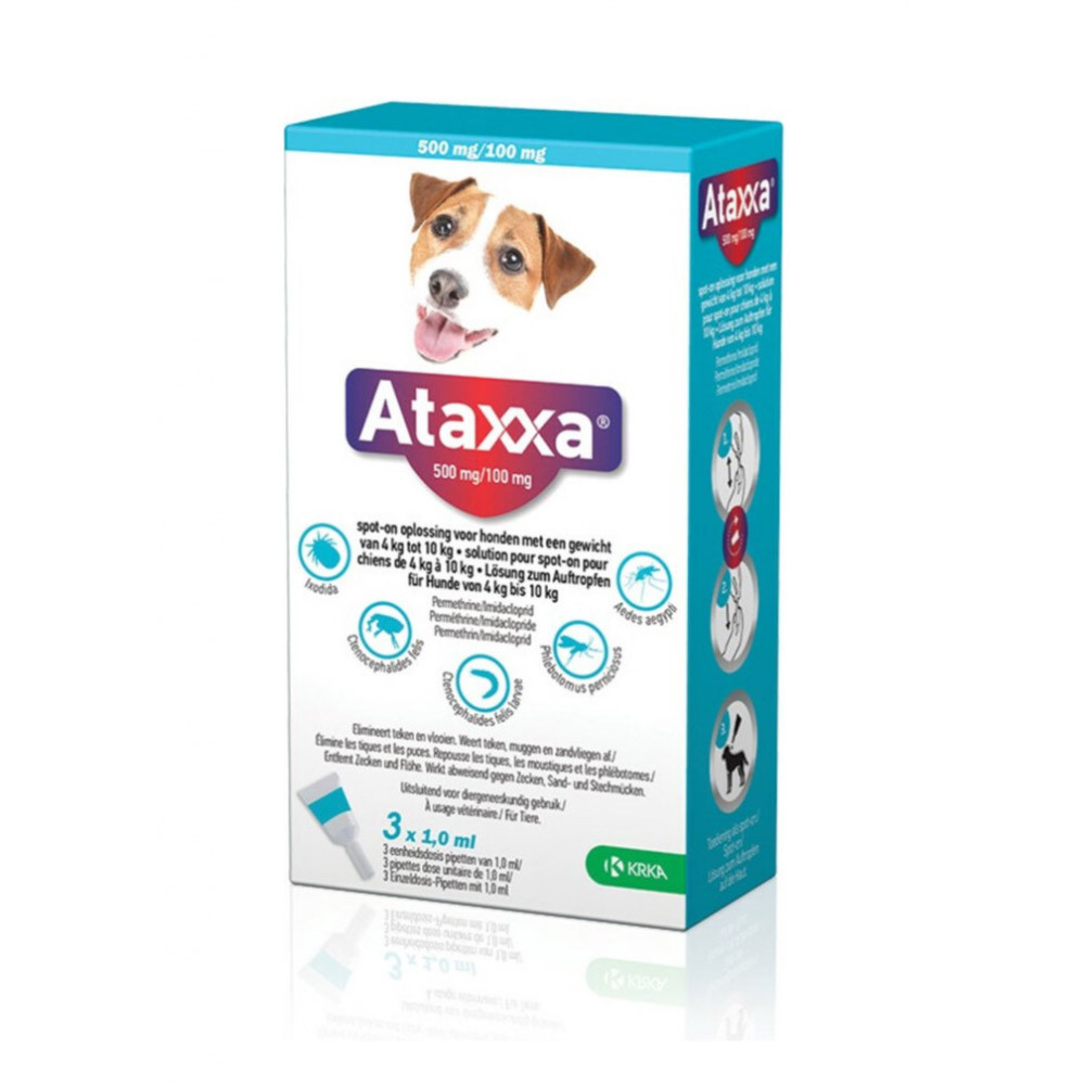 Ataxxa 500 mg/100 mg spot-on hond (4 kg tot 10 kg)