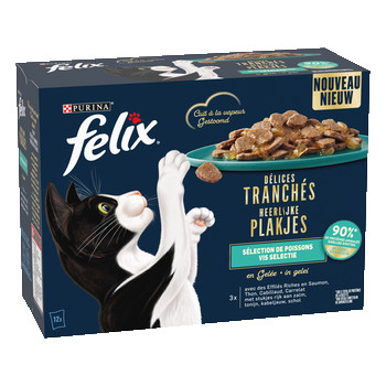 Felix Heerlijke Plakjes Vis Selectie natvoer kat (12x80 g)