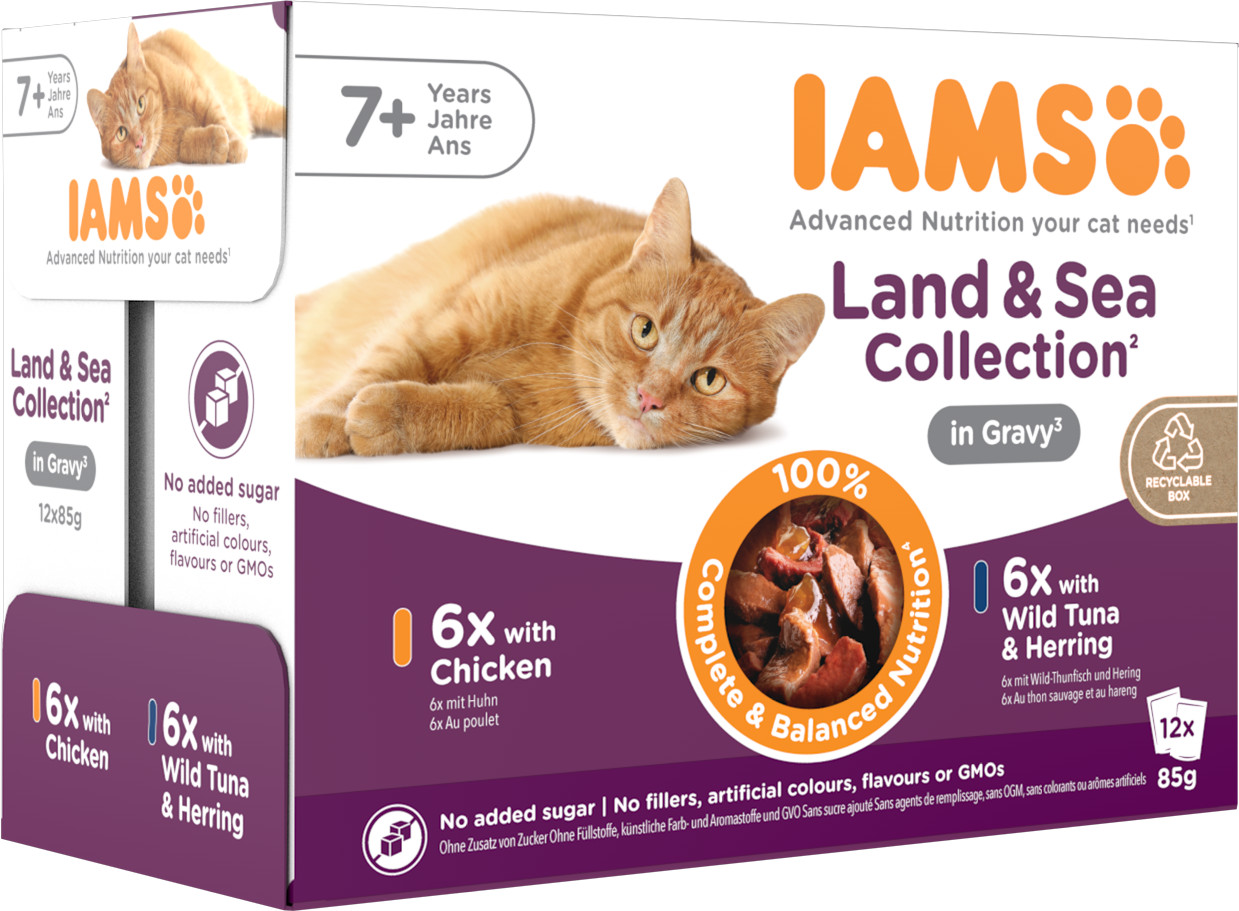 Iams Delights Senior Land & Sea Collection in gravy (12x85g)