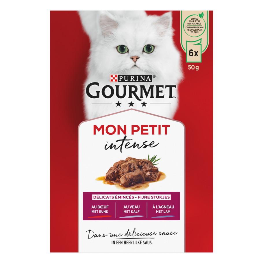 Gourmet Mon Petit Intense mit Rind, Kalb & Lamm Katzen-Nassfutter